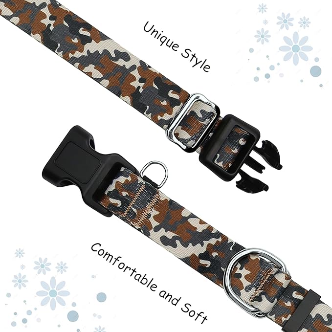 Martingale Collar for Dogs with Buckle No Pull Adjustable Nylon Limited Slip Training Dog Collars (Camouflage, Small)