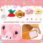 Weewooday 5 Pcs Cat Adorable Costume Pig Chick Goose Watermelon Taiyaki Fish Cat Hat for Pets and Small Dogs Kitten Puppy Party Costume Accessory Headwear
