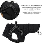 Geyecete Winter Warm Coat Waterproof Dog Winter Jacket with Harness Traction Belt,Pet Outdoor Jacket Dog Autumn and Winter Clothes for Medium, Small Dog-Black-XS