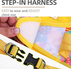 PUPTECK Dog Harness and Leash Set for Small Medium Dogs No Pull Step-in Soft Mesh Puppy Cat Vest Harnesses Reflective at Night, Easter Light Yellow, S