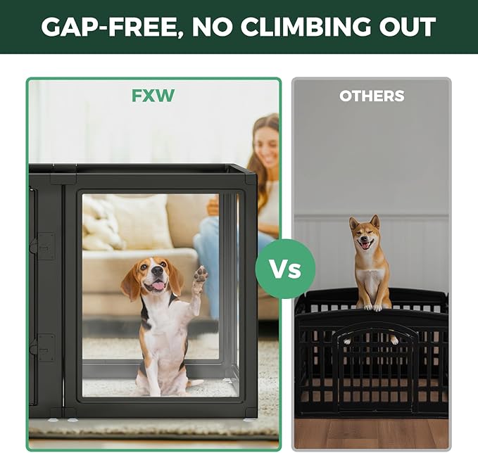 FXW AuraSpace Acrylic Indoor Dog Playpen for Medium Dogs, 35 Inch, 12 Panels, Black