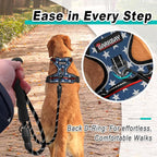 BARKBAY Dog Harness No Pull Mesh for Medium Dogs - Adjustable, Reflective, Comfortable, No Choke, Heavy-Duty - Perfect for Outdoor Training, Walking, and Hiking - Strong & Durable - M & Blue Star Mesh