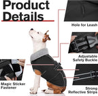 Lelepet Warm Dog Coats for Large Dogs Waterproof Dog Jacket Reflective Pet Fleece Vest Windproof Cold Weather Coats with Adjustable Buckle & Leash Hole, Black, XL