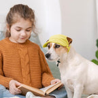 Dog Baseball Cap, Dog Cat Summer Beach Visor Hat with Ear Holes, Adjustable Puppy Sunbonnet Headdress (Yellow, X-Small)