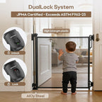 Retractable Safety Baby Gate or Mesh Dog Gate,Durable Portable Mesh Retractable Gate,Easy to Use for Stairs, Doorways, Hallways, Indoor, Outdoor, 33.5" Tall, Up to 55" Wide, Black