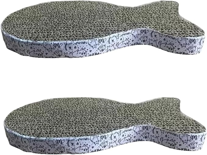 2Pcs Cat Scratching Board Premium Scratch Textures Cardboard Anti-Scratch Stress Relieve Indeformable Fish Self-Adhesive Scratching Board, Cat Scratching Pads (28×15×2.5 cm)