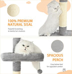 Floor to Ceiling Cat Tree, Cat Tower with Adjustable Height 98-110 Inches, 5 Tiers Tall Cat Tree Floor to Ceiling with Cozy Bed,Platforms, Sisal Scratching Posts for Cats, Soft Gray