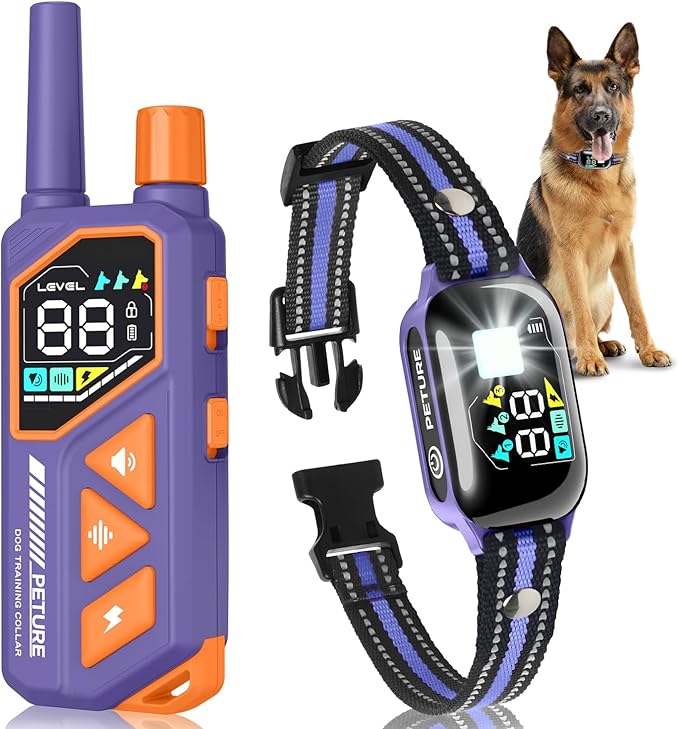 Dog Training Collar with Remote - 3300Ft & IP67 Waterproof Dog Training Collar with Beep Vibration Static & No Static Modes, Shock Collar for 5-120lbs Small Medium Large Dogs, Security Lock,Flashlight