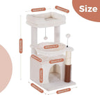 Small Cat Tree with Large Hammock and Cute Flower Cat Tree with Scratching Post for Indoor Cats
