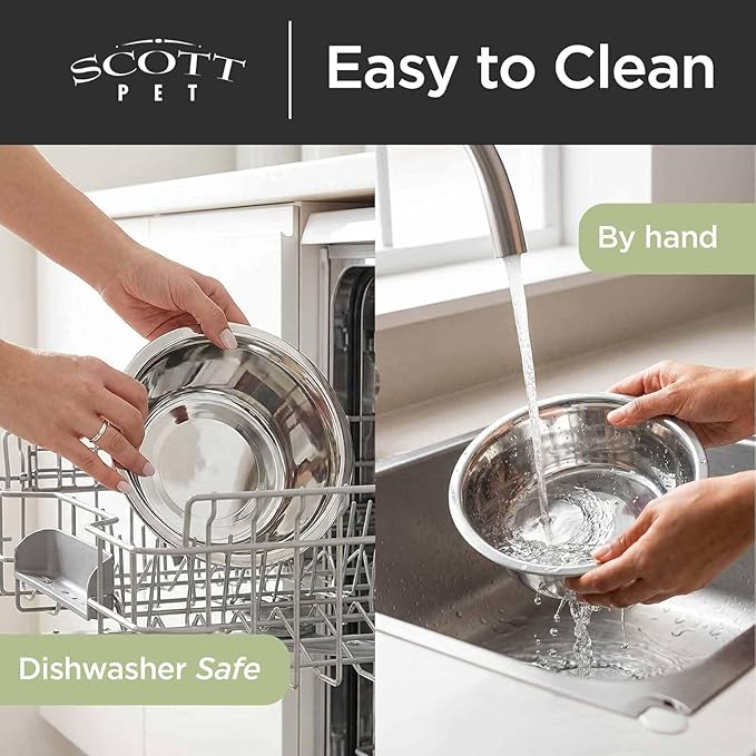 Scott Pet Bowl Stainless Steel 3 Quart, Silver (Pack of 2)