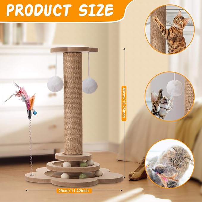 25 Pcs Kitten Starter Kit for Indoor Cats Include Cat Scratching Post, Sisal Scratcher Bed, Brushes, Nail Clipper, Balls for Indoor Kittens Supplies Accessories Welcome Gift