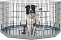 PJYuCien Dog Playpen with Bottom Pad - Metal Foldable Exercise Pen, 8 Panels 30" H x 24" W Indoor Outdoor Pet Fence Puppy Crate Kennel, Gray