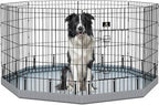 PJYuCien Dog Playpen with Bottom Pad - Metal Foldable Exercise Pen, 8 Panels 30" H x 24" W Indoor Outdoor Pet Fence Puppy Crate Kennel, Gray
