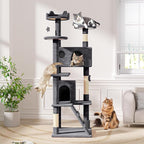 Magshion Cat Tree 77" Cats Tower for Indoor Cats, Multi-Level Cat Condo with Scratching Post, Top Perch, Sisal Board and Dangling Ball, Cat Stand Jumping Platform Kittens Pet Play House (Smoke Grey)
