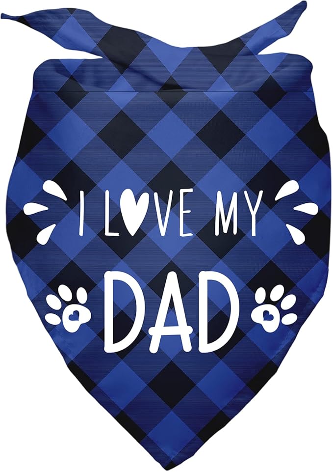 I Love My Dad Dog Bandana Gift for Dog Lover - Triangle Pet Scarf Decorations Accessories