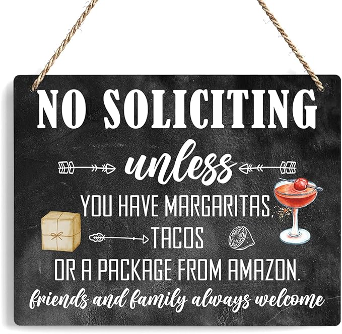 No Soliciting Sign For House, Do Not Knock Or Ring Doorbell Wooden Sign for Front Door, Farmhouse Baby Room Nursery Home Bedroom Rustic Hanging Sign, Set of 1 Wooden Sign With Rope - f06