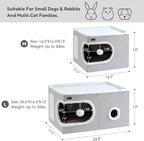 Cat Bed for Indoor Cats Cube House, Covered Cat Cave Beds & Furniture with Scratch Pad and Hideaway Tent, Cute Modern Cat Condo for Multi Small Pet Large Kitten Kitty, Large, Grey