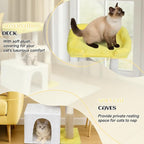 Outvita Cat Tree 27.5in Small Cat Tower, Multi-Level Cat Tree Tower with Cat Scratching Post and Pad, Cozy Cat Condo, Padded Top Bed for Kittens and Indoor Cats, Yellow & White