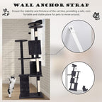 Heavy Duty Cat Tree Tower, 70" Tall Cat Tower for Indoor Cats with Cat Scratching Post with Bed, Cat Condo, Hanging Ball, Multi-Level Cat Climbing Tower Cat Trees Furniture Activity Center, Dark Grey