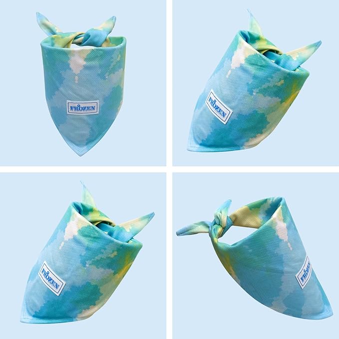 KYEESE 2Pack Dog Cooling Bandana, Breathable Cooling Bandanas for Small Medium Large Dogs, Neck Cooler Wraps for Summer Walking Outdoor, Purple+Blue