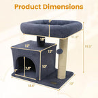 PETSITE 19.5-inch Small Cat Tree, with Sisal Scratching Post, Interactive Hanging Ball, Comfy Condo, and Spacious Top Perch, Ideal for Indoor Cats and Kittens (Dark Grey)