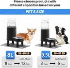 CZPET Elevated Dog Water Bowl Dispenser with Mat for Large Dogs,Tall Raised Pet Waterer Stand,Relieve Neck Pressure,Large Capacity and Drinking Area Noise-Free for Pets Dogs (9.5L+Stand+Mat,Black)