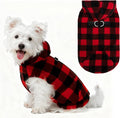 EXPAWLORER Dog Hoodie Fleece Sweater Vest, Plaid Dog Sweatshirt Fall Winter Pet Clothes with Leash Ring, Sleeveless Warm Cozy Puppy Clothing for Cat Small Medium Large Dogs Girl Boy, Checkered XS