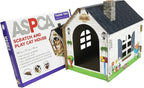ASPCA Cardboard Cat House Hideaway Playhouse with Cat Scratcher Scratching Pad 19" L x 13" W x 17" H