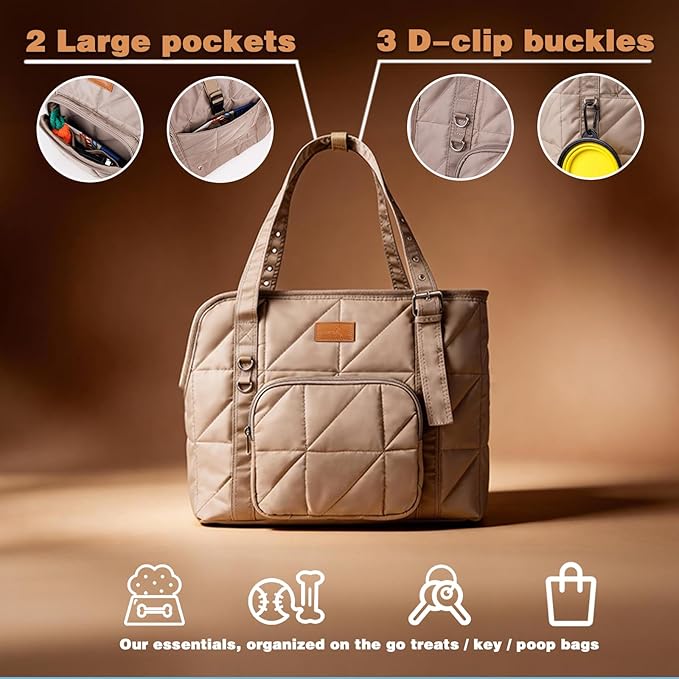 Dog Purse Carriers for Small Dogs and Cats Up to 10 lbs,Puppy Carrier with Pockets,Adjustable Shoulder Strap,Hard Bottom Support,Fuffy Tote Bag for Travel