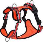 Wisedog Reflective No Pull Dog Harness - Adjustable Lightweight Pet Vest with 3 Fast-Release Buckles for Dogs Walking, Running and Training(M, Orange)