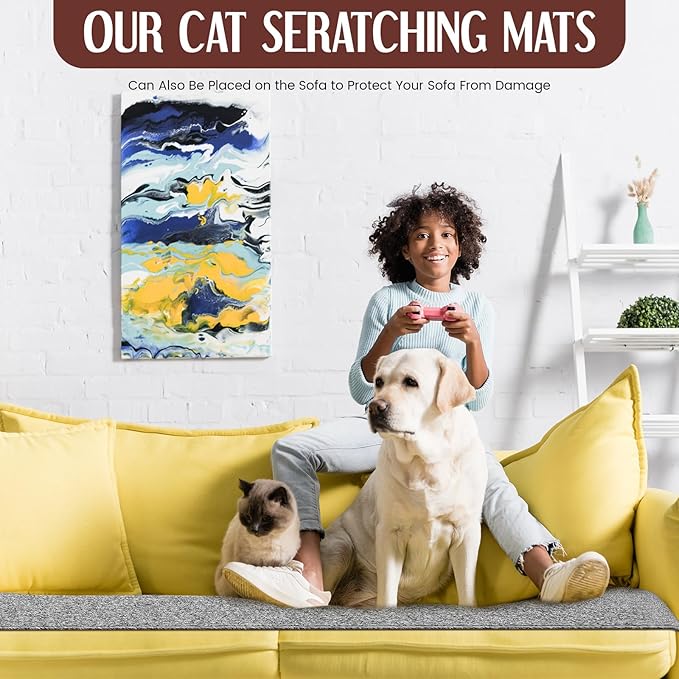 59" x 15.7" Thickened Cat Wall Climbing Carpet Large Cat Scratcher Mat Carpet with 5 Pcs Fixed Nails Wall Furniture Scratching Post Couch Sofa Protector