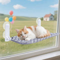 Cat Window Perch, Cordless Foldable Cat Hammock Bed with 4 Suction Cups, Embeded Machine Washable Bed for Indoor Cats, Strong Metal Frame Holds 40lbs (Grey)
