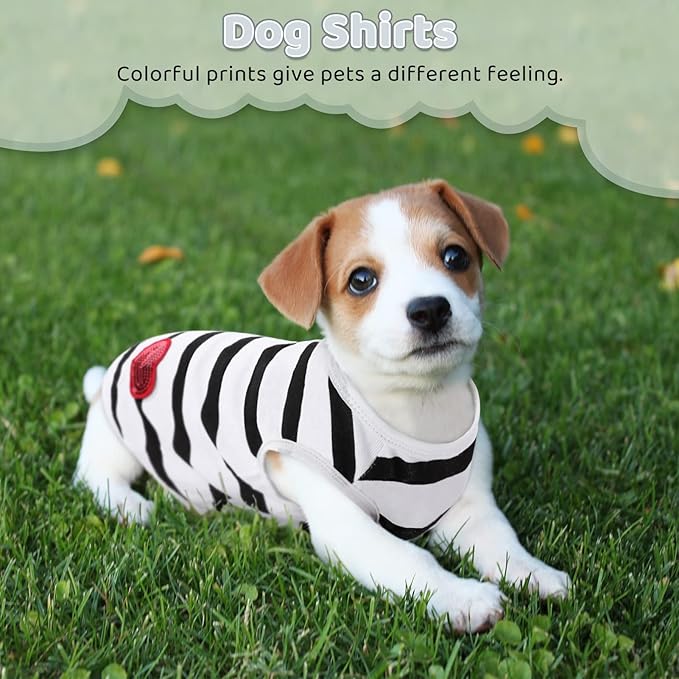 Pet Dog Striped T-Shirt Dogs Cats Cotton Vest Spring Summer Pet Apparel Tee Shirt Suitable for Small and Medium Large Pets French Bulldog Bichon