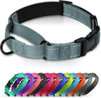 Martingale Collar for Dogs with Quick Release Buckle, Reflective Soft Padded & Escape Proof, Adjustable Nylon Dog Collars for Training & Daily Walking (Grey,M)