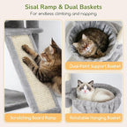 Globlazer Extra Large Heavy Duty Cat Tree, 80in Tall Sturdy Cat Tree Tower for Multiple Indoor Cats Large Adult with Scratching Posts, 2 Spacious Condos with Padding, 2 Soft Perches, S80C, Light Grey