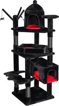 BEWISHOME Heavy Duty Cat Tree, 63 in Large Cat Trees Gothic Cat Tower with Coffin Bed, Cat Houses with Scratching Posts for Large Cats 20 lbs+, Tall cat Condos, Black & Red MMJ96R
