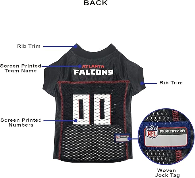Pets First NFL Atlanta Falcons Dog Jersey, Size Large, Football Shirt Costume for Pet, Dog Sports T-Shirt, NFL Team Clothing for Cats, Licensed Pet Apparel Available in 7 Sizes and 32 Teams