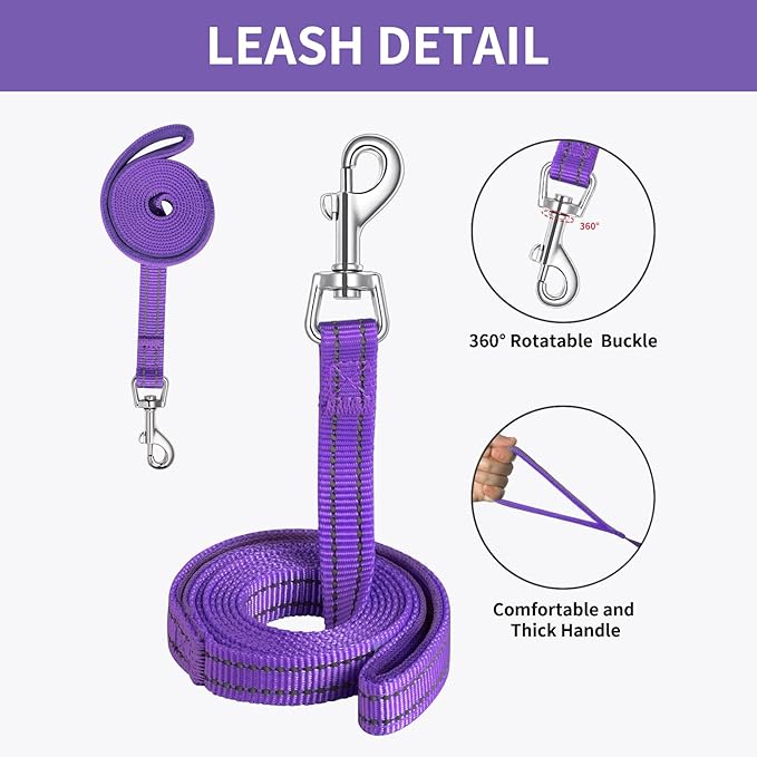 AMTOR Small Dog Harness with Leash Set, No Escape Easy Walk Puppy Harnesses for Training Walking, Step-in Reflective Soft Dogs Vest for XS S Medium Extra-Small Large Sized Dog(Purple,M)