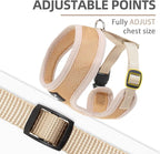PUPTECK Soft Mesh Dog Harness and Leash Set Pet Puppy Cat Comfort Padded Vest No Pull Harnesses, Solid Beige, M