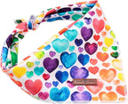Lionet Paws Valentine's Dog Bandana,Fabric Love Dogs Kerchief for Medium Large Dogs,Dog Triangle Cotton Scarf for Girl Boy