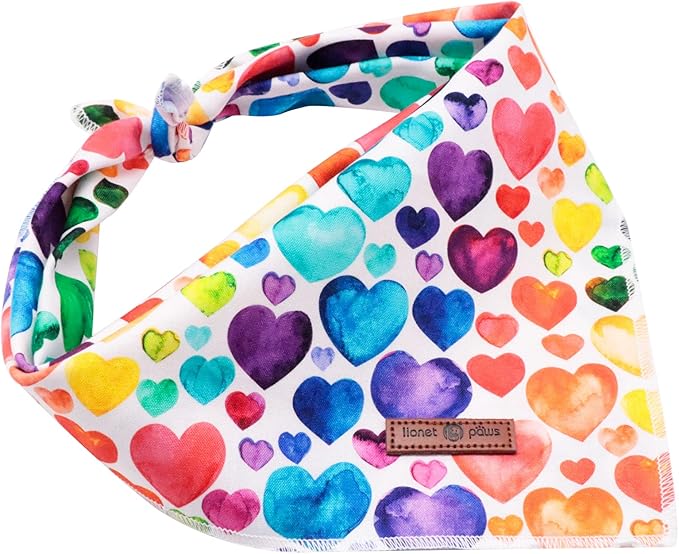 Lionet Paws Valentine's Dog Bandana,Fabric Love Dogs Kerchief for Small Medium Dogs,Dog Triangle Cotton Scarf for Girl Boy