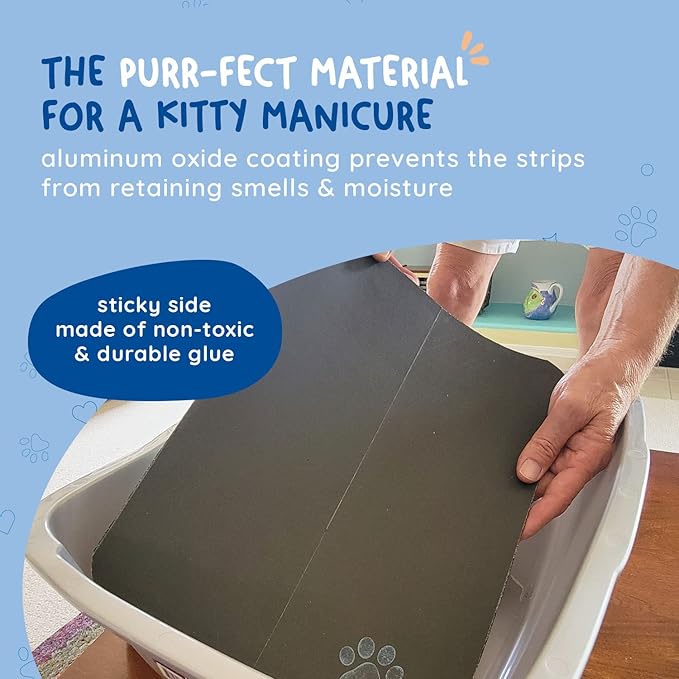 Kitty Cure Cat Nail File Scratcher, Odor-Resistant Litter Box Emery Board Scratcher Pad, No Peeling Needed, Waterproof, Non-Toxic & Long-Lasting Cat Scratcher that Files Nails
