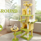 71 inch Flower cat Tree with Large condo Removable Flower Cushion and Hammock Yellow