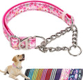 Martingale Collar for Medium Dog with Chain，Reflective & Padded Comfortable & Safe No-Pull Dog Collar for Training & Walks（Pink M