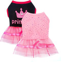 2-Pack Dog Dresses Cute Princess Dog Dress with Rhinestones Mesh Tutu Pet Outfit Puppy Clothes for Small Dog Girls Chihuahua Yorkie,Pink Black,Small