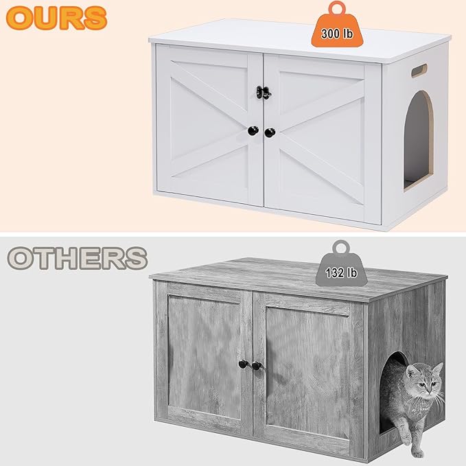 Cat Tree and Litter Box Enclosure Bundle, Hidden Cat Litter Box Furniture with Scratching Post, Wooden Cat Washroom Furniture, Modern Cat Condo, White