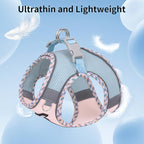AIITLE Teacup Puppy Harness with Leash - Adjustable Soft Vest with Magic Tape & Reflective Safety Strips, Easy-Put-On for Poodles, Pomeranians - Gym, Hiking, Travel (Blue-Pink, S)