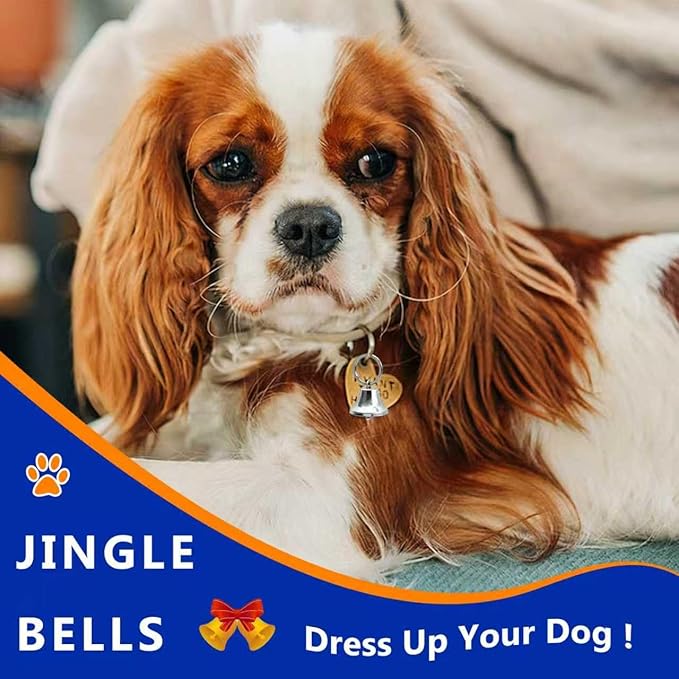 Large Dog Christmas Bells, Collar Loud Bells, Pet Tracker，Pet Loss Prevention, Handmade Metal(Silver)