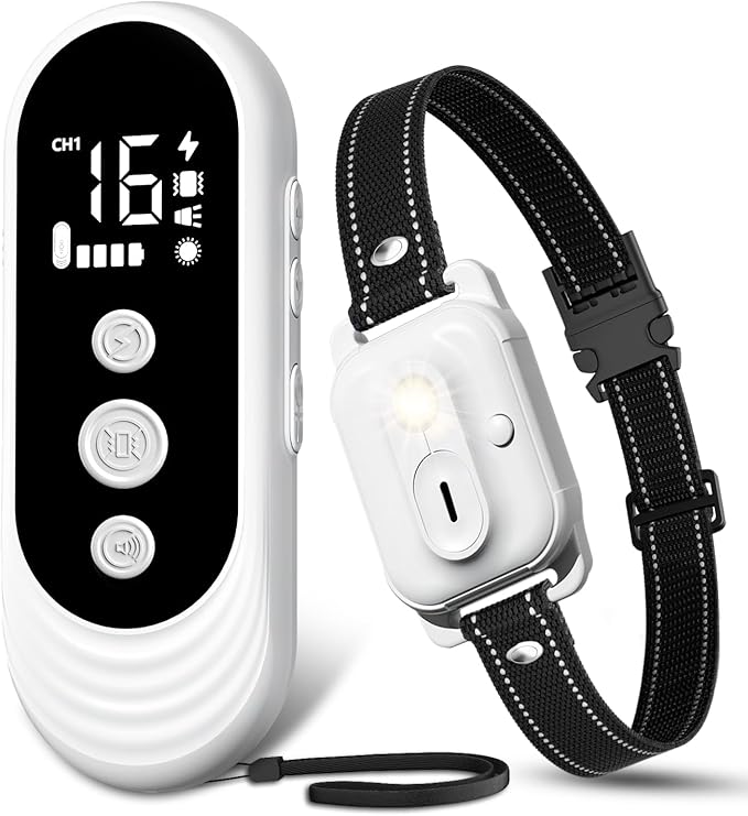 Dog Training Collar with Remote Control, 3300FT Rechargeable Shock Dog Training Collar for Small Medium Large Dogs, IPX7 Waterproof & 4 Safe Modes Flashlight Beep Vibration Shock