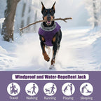 DENTRUN Winter Warm Dog Coat Reflective Jacket with Turtleneck for Cold Weather, Adjustable Buckle Windproof Water Repellent, Thick Snowsuit Fleece Vest for Small, Medium, Large Dogs, Purple, XXL